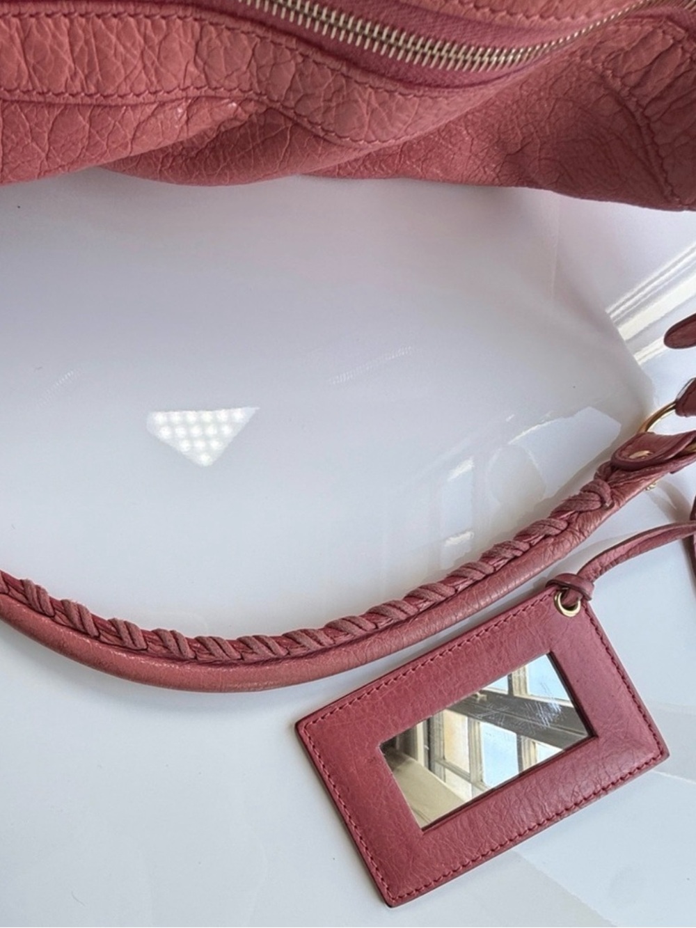 Auth Balenciaga Pink Leather Shoulder Hobo Bag motorcycle giant city hardware - Picture 3 of 15
